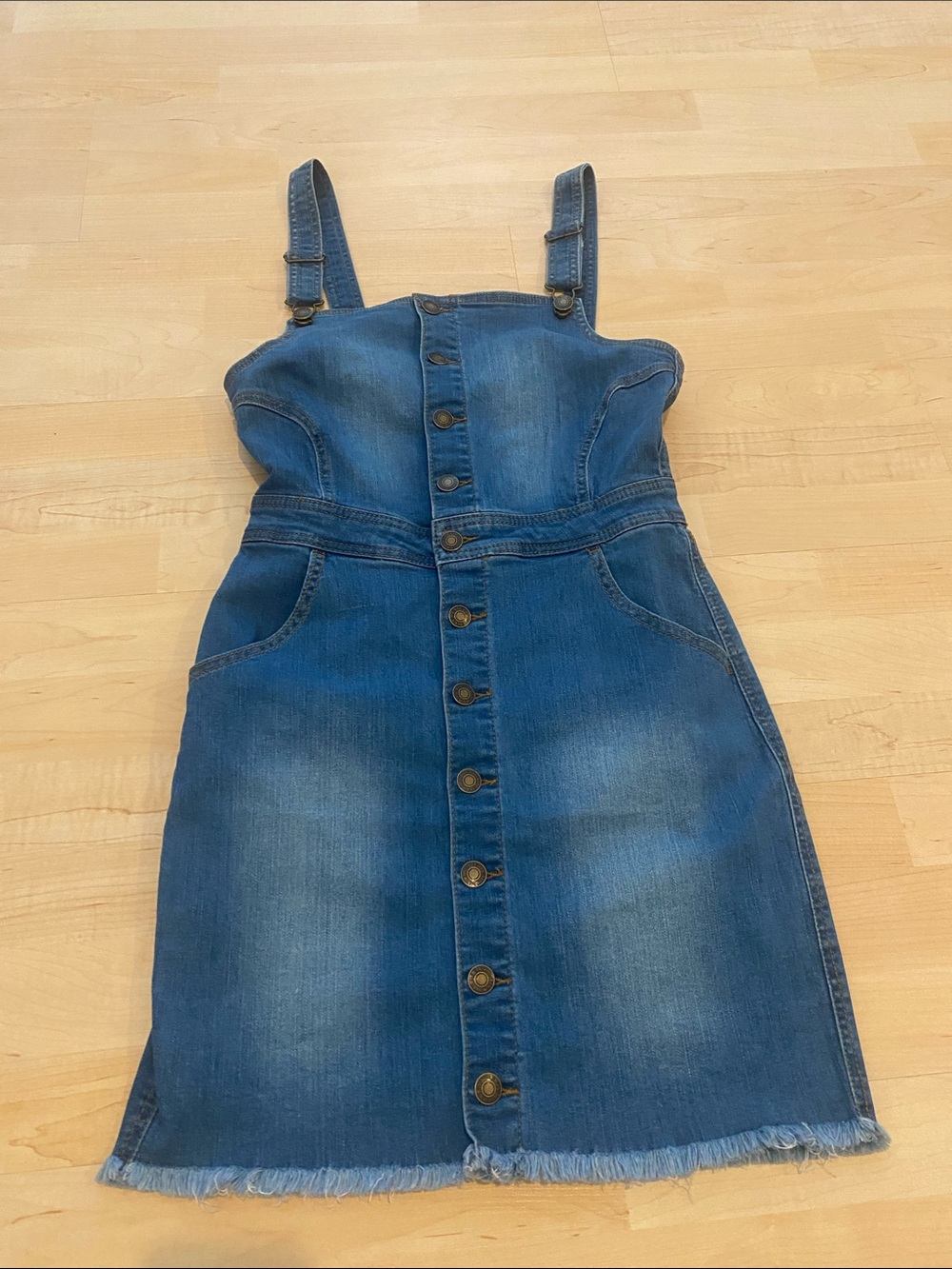 Wax Jean Denim Button Front Pinafore Dress Western Country Rodeo Size Medium